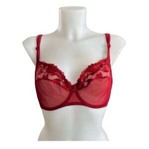 AUBADE PARIS Women’s Lace Balconette Bra Size 36 Unlined Underwire France